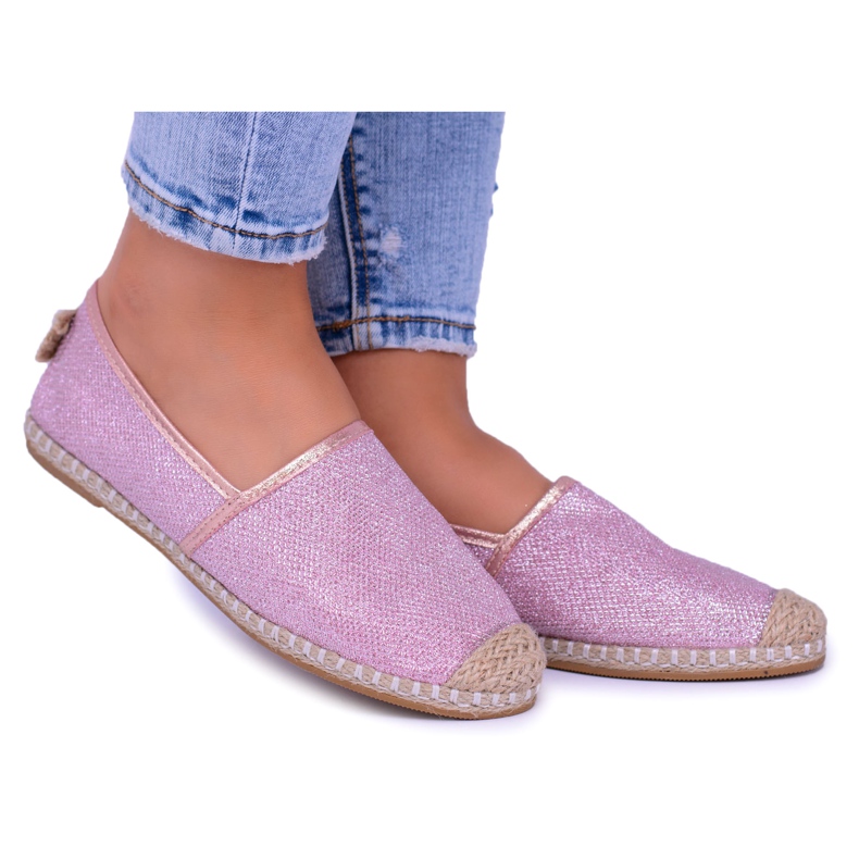 Lu Boo Glitter Femmes Espadrilles Rose Slip On Miravet