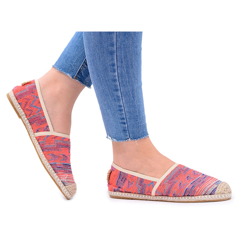 Lu Boo | Espadrilles Femme Lin Aztec Corail Bimbi rose