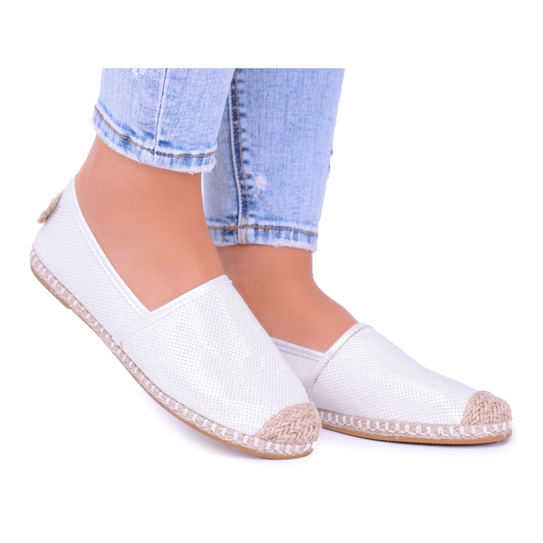 Lu Boo Blanc Espadrilles Slip On Brocade Miravet Femme blanche