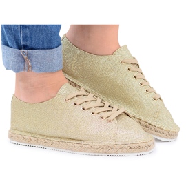 Lu Boo | Espadrilles Fées en Lin à Paillettes Dorées d'or