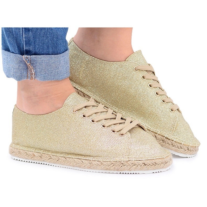 Lu Boo | Espadrilles Fées en Lin à Paillettes Dorées d'or