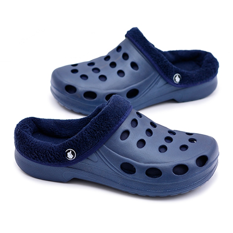 Flameshoes Chaussons Chauds Homme Bleu Marine Crocs Eva