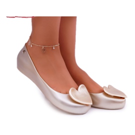 HV Ballerines Femme Or Meliski Coeurs Diamant doré