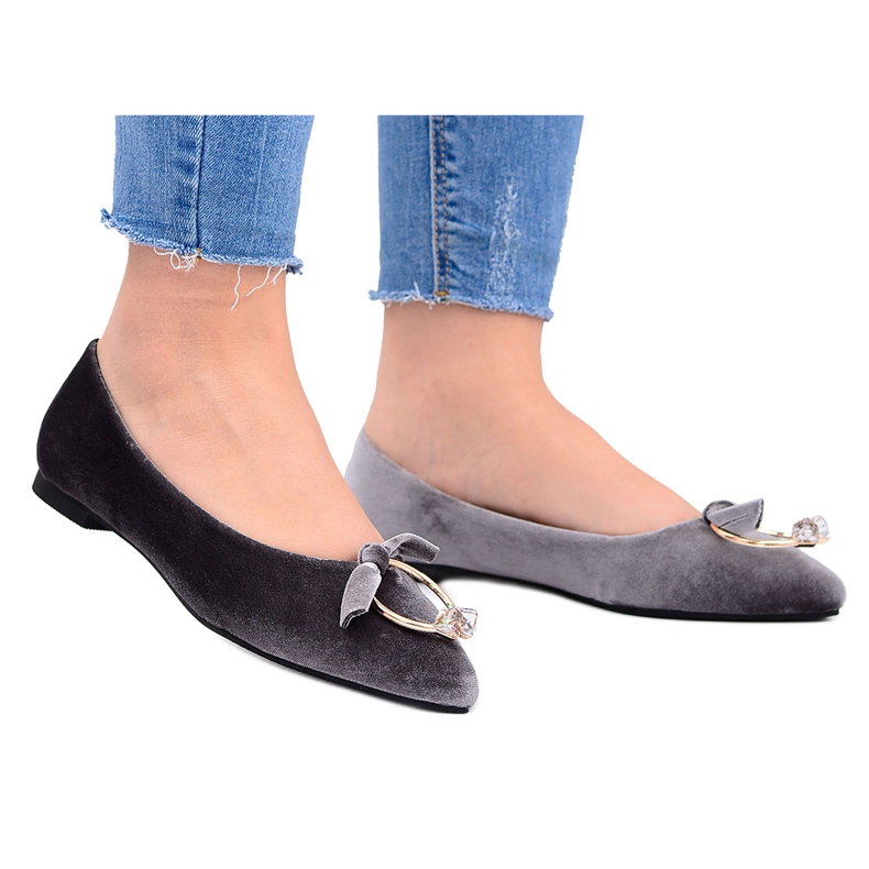 Lu Boo | Boucles d'Oreilles Ballerines en Velours Gris Septum Lu Boo | Boucles d'Oreilles Ballerines en Velours Gris Septum