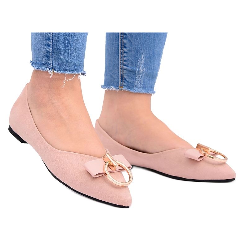 Lu Boo | Boucles D'Oreilles Ballerines Daim Rose Poudré Septera