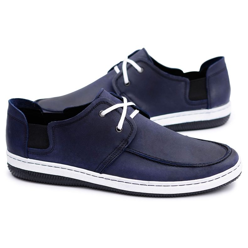 Polbut Chaussures Gomez pour hommes en cuir polonais bleu marine Polbut Chaussures Gomez pour hommes en cuir polonais bleu marine