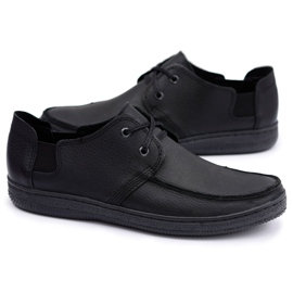 Polbut Chaussures Gomez pour hommes en cuir noir polonais le noir