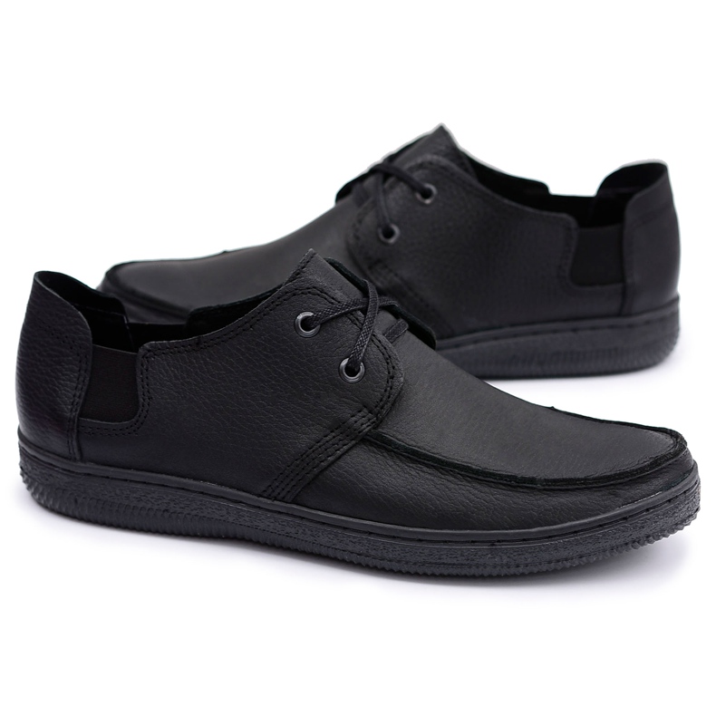Polbut Chaussures Gomez pour hommes en cuir noir polonais le noir Polbut Chaussures Gomez pour hommes en cuir noir polonais le noir