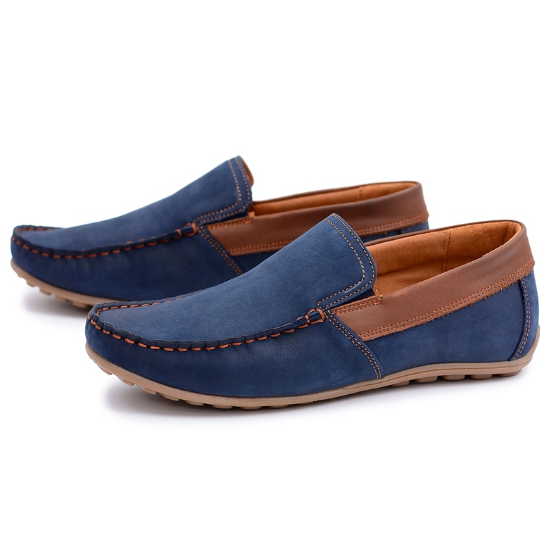 Mocassins Neex Leather Men's Pardon Slip-On Chaussures bleu marin
