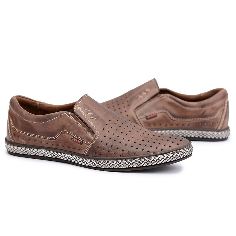 Joker Chaussures à enfiler polonaises en cuir marron pour hommes Bruno Joker Chaussures à enfiler polonaises en cuir marron pour hommes Bruno