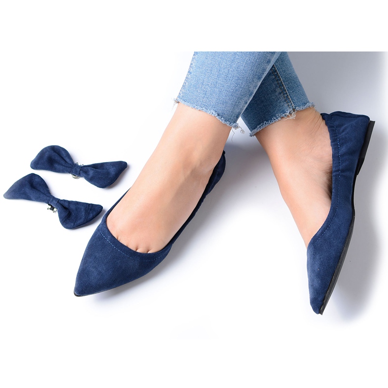 Lu Boo Ballerines Moments Bleu Marine avec Nœud Amovible