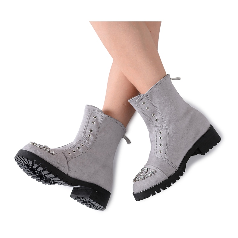 Bottines Enfant Lu Boo Grises avec Cubic Zirconia LittleCarrie