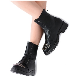 Bottines Lu Boo Noir Enfant avec Cubic Zirconia Pu LittleCarrie