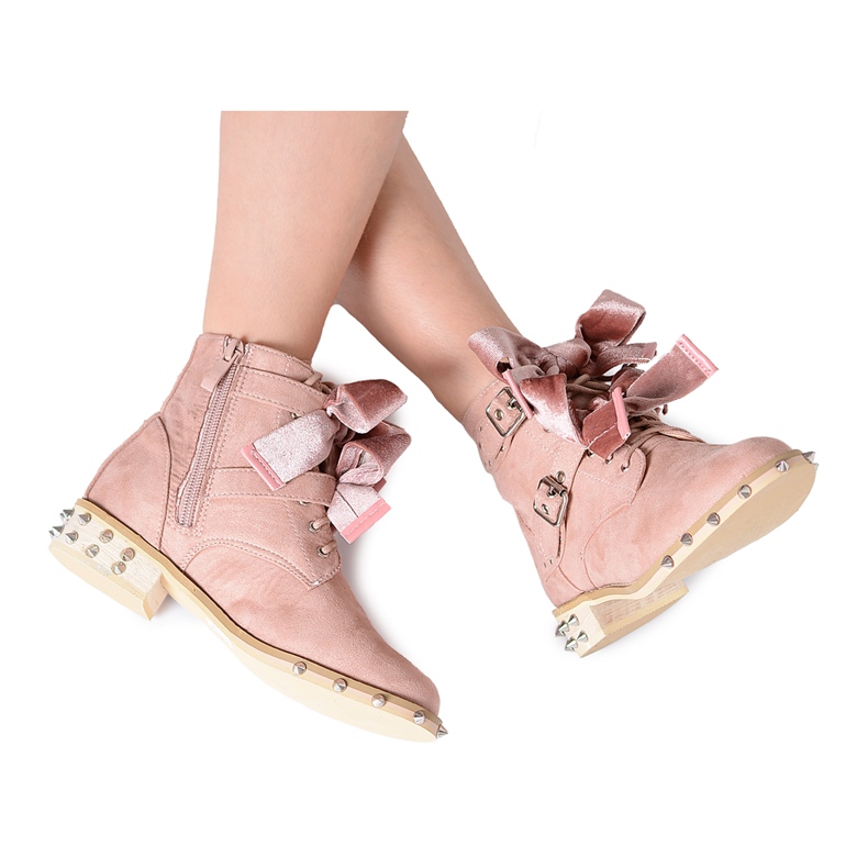 Lu Boo | Bottines Enfant à clous nœuds LittleCamila Rose Poudré Lu Boo | Bottines Enfant à clous nœuds LittleCamila Rose Poudré
