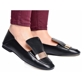 Mocassins Femme Lu Boo Grain Noir Avec Une Plaque Harlem