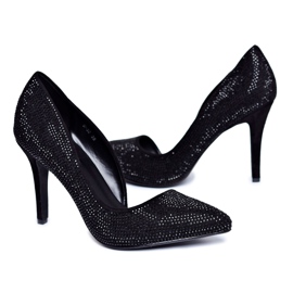 Vices Santee Asymétrique Femme Noir En Daim Strass le noir