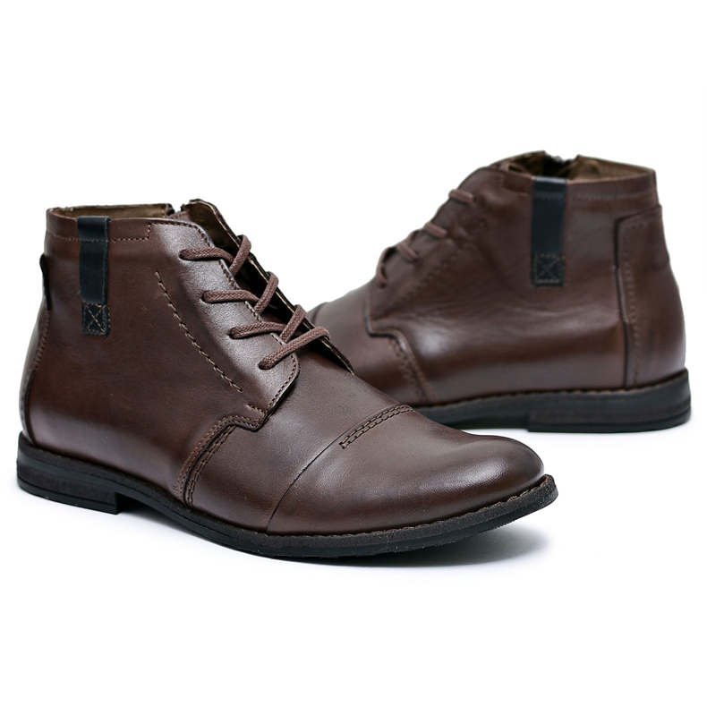 Joker Bottines pour hommes Bottes marron en cuir polonais de Testo brun Joker Bottines pour hommes Bottes marron en cuir polonais de Testo brun