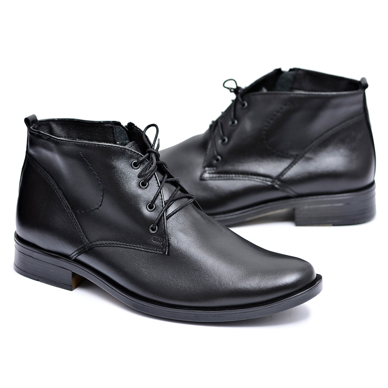 Lema Bottes en cuir noir pour hommes réchauffées avec du molleton Donavan le noir