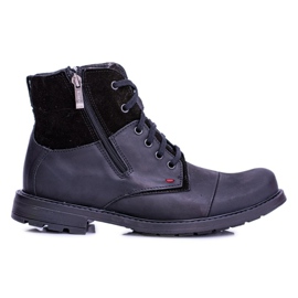 Bottes Chaudes En Cuir Pour Hommes Avec Fermetures À Glissière Noir KOMODO 871
