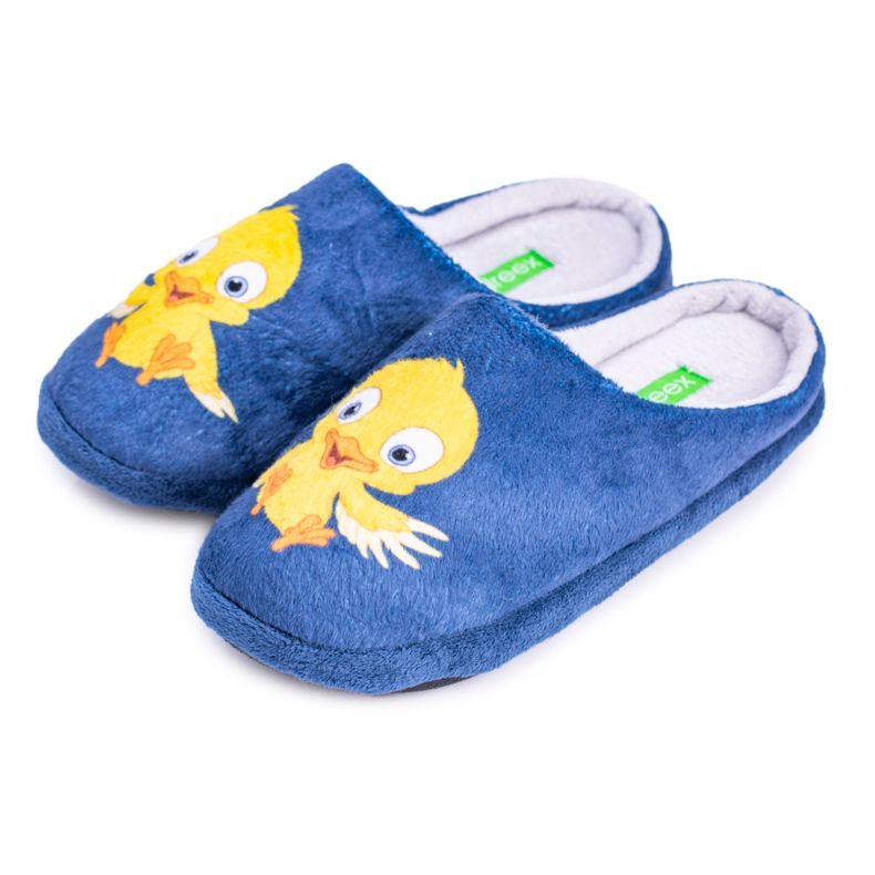 Pantoufles chaudes domestiques Dreex pour femmes avec un oiseau bleu marin