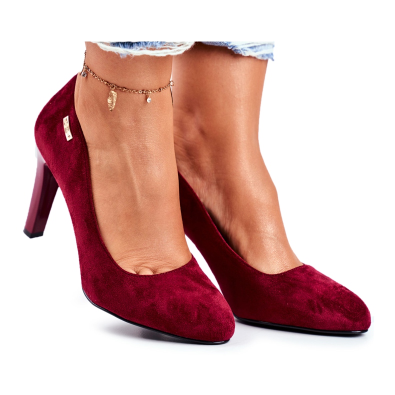 Escarpins en daim bordeaux pour femmes sur une barre Sergio Leone Campbell rouge