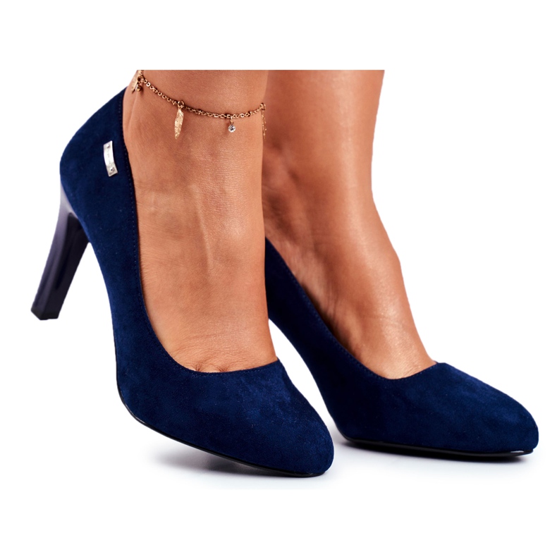Escarpins Femme En Daim Bleu Marine Sur Une Barre Sergio Leone Campbell