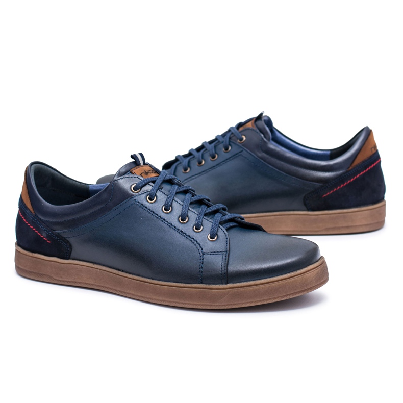 Chaussures de sport pour hommes en cuir bleu marine Nikopol Design