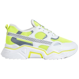 SHELOVET Baskets fluo blanche jaune