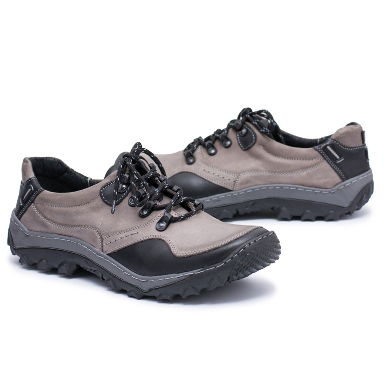 KENT Chaussures Trekking Homme Grises En Cuir Gretin