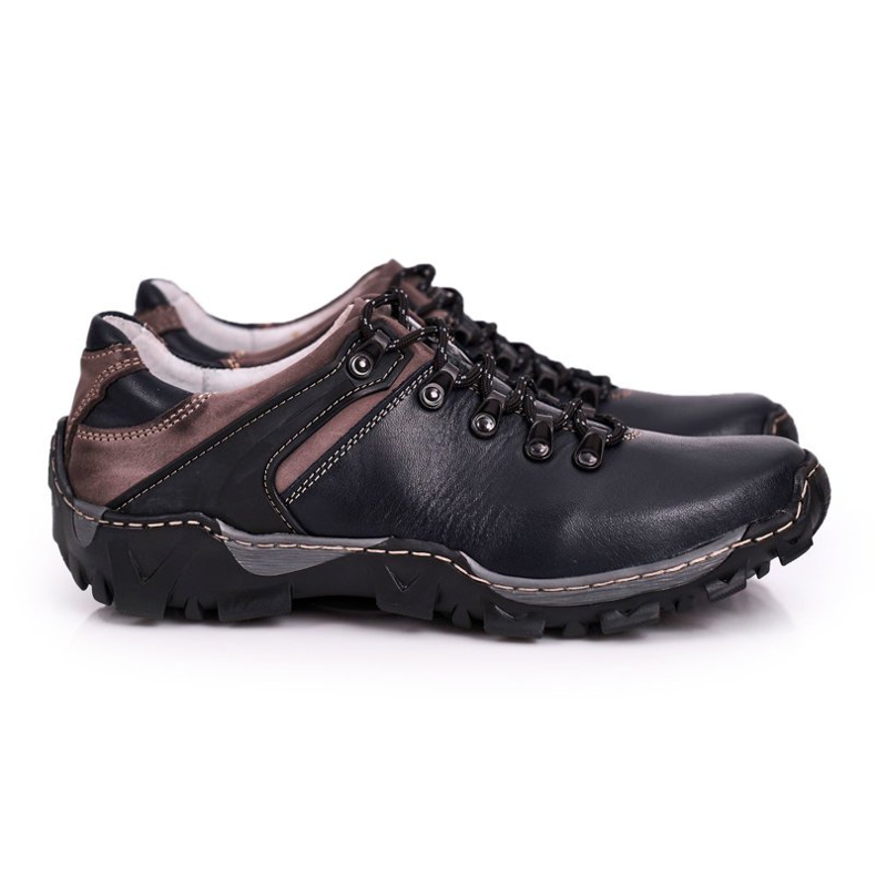 Bednarek Polish Shoes Chaussures de trekking en cuir pour hommes Filippo bleu marin
