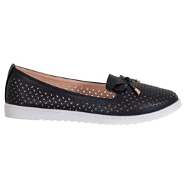 Weide Mocassins ajourés à paillettes le noir