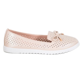 Weide Mocassins ajourés à paillettes brun