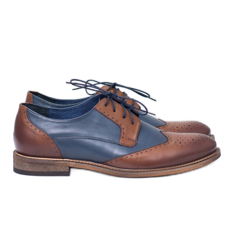 Nikopol Chaussures élégantes en cuir bleu marine pour hommes Mortes brun