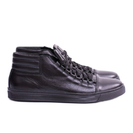 KENT Baskets en cuir noires Torres pour hommes le noir