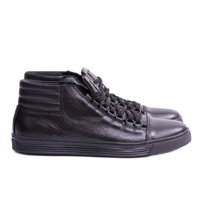 KENT Baskets en cuir noires Torres pour hommes le noir