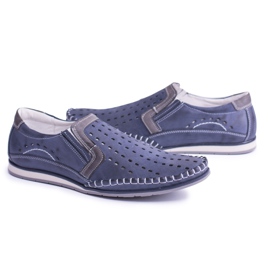 Iguana Mocassins Homme En Cuir Slip-On Mesner Bleu Marine
