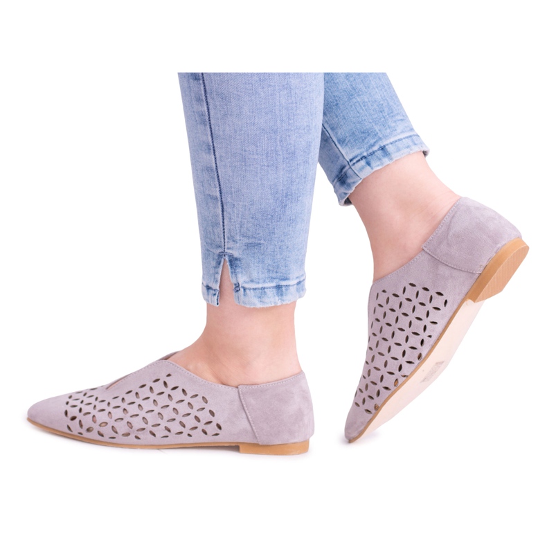 Chaussures à enfiler Synthia pour femmes en daim gris Lu Boo
