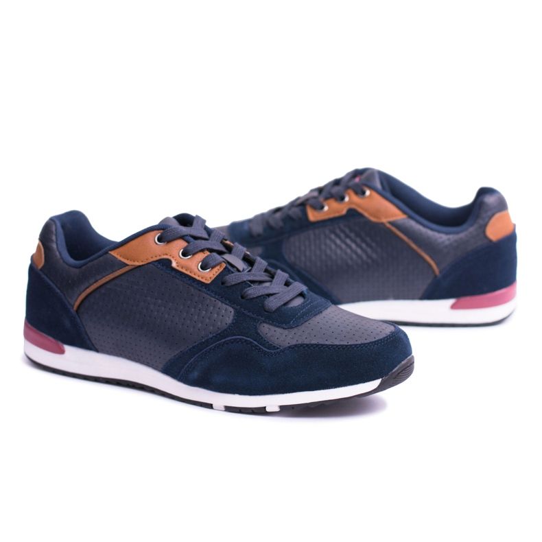 EVE Chaussures De Sport Homme Redox Cuir Bleu Marine