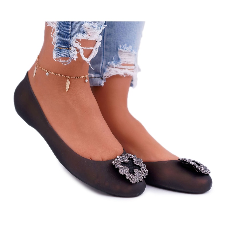 Lu Boo | Ballerines Caoutchouc Noir Meliski Strass Palita le noir