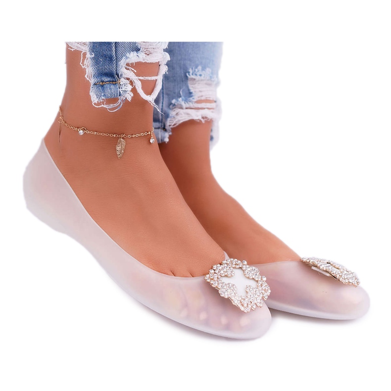Lu Boo | Ballerines Caoutchouc Blanches Meliski Strass Palita