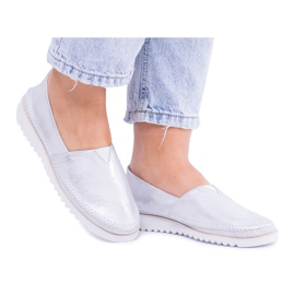 Butmil Slip On Femme En Cuir Argenté Frela gris