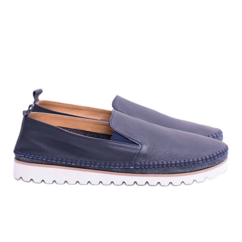 Mocassins Homme Perlugo Bleu Marine En Cuir