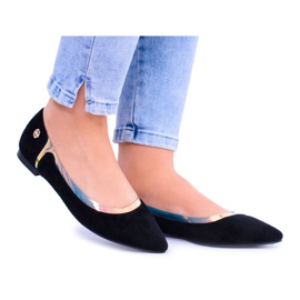 Lu Boo Ballerines Holographiques Transparentes Noires en Szpic Lison le noir