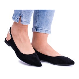 Ballerines Lu Boo en Daim Noir en Strass Szpitz Macron le noir