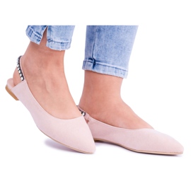 Ballerines en daim rose Lu Boo en strass Spitz Macron