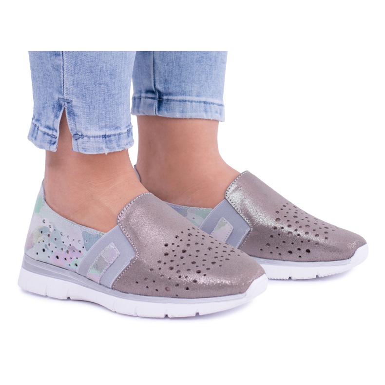 EVE Chaussures de sport en cuir Merido grises pour femmes