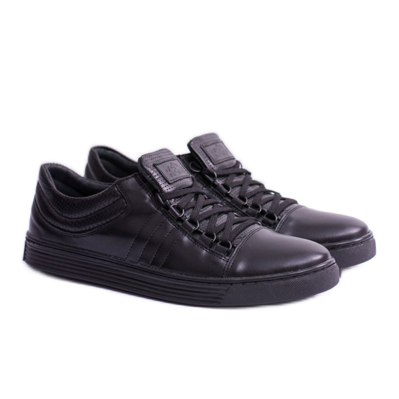 KENT Baskets Homme Elon Noires En Cuir le noir
