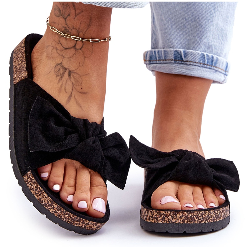 PS1 Pantoufles noires pour femmes sur le nœud en liège Wendy le noir PS1 Pantoufles noires pour femmes sur le nœud en liège Wendy le noir