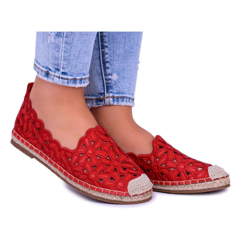 Lu Boo Ballerines Femme Rouge Espadrilles Macarena Flowers Lu Boo Ballerines Femme Rouge Espadrilles Macarena Flowers