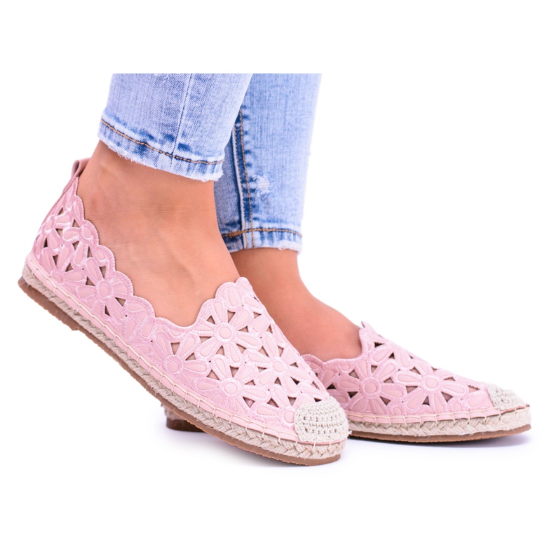 Lu Boo Ballerines Femme Espadrilles Rose Fleurs Macarena